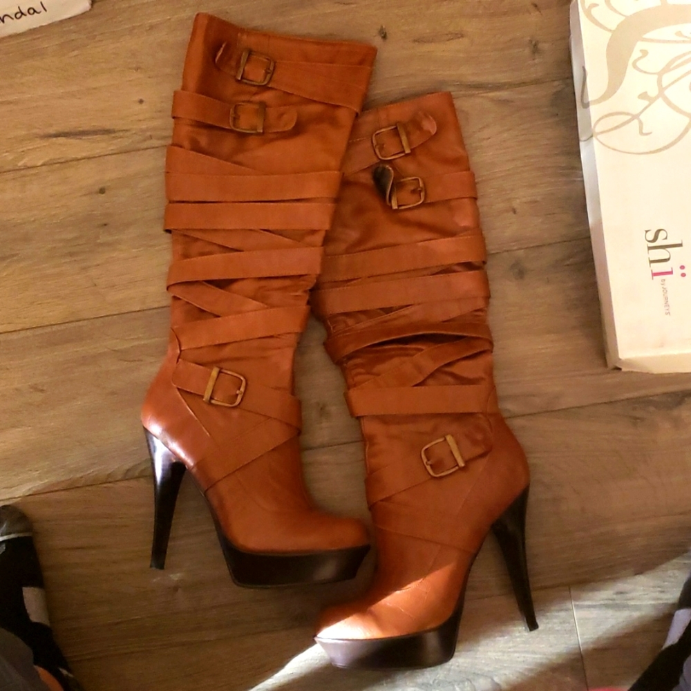 Rust colored knee high boot